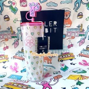 Roller Rabbit Target 24oz Disco Hearts Wave Tritan Hydration Tumbler White Pink